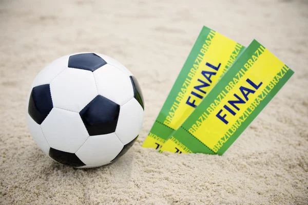 Dois Bilhetes Finais Brasil Futebol Futebol Bola Praia — Fotografia de Stock