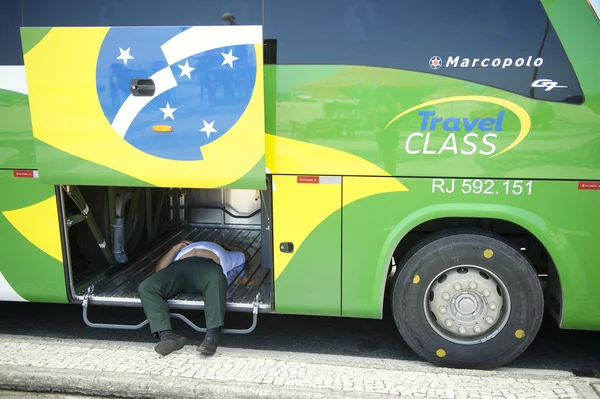 Brazilian Bus Driver Napping Inside Bus