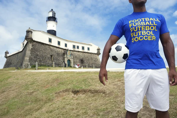 Brazilian Footballer Soccer Player Standing in Salvador Brazil — Stockfoto