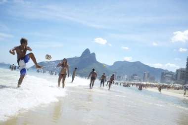 Brazilians Playing Altinho Keepy Uppy Futebol Beach Soccer Football clipart