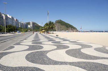 Copacabana plaj manzarası Boardwalk Rio de Janeiro Brezilya