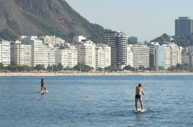 Stand Up Paddle Surfers Copacabana Rio Brazil