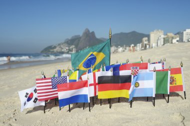 Uluslararası Futbol ülke bayrakları Rio de Janeiro Brezilya
