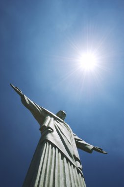Corcovado İsa kurtarıcı Rio de Janeiro Brezilya güneş