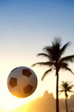 Football Soccer Ball Sunset Rio de Janeiro Skyline