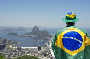 ayakta fan Brezilyalı içinde sarılı vatansever Brezilya rio bayrak
