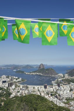 Brazilian Flag Bunting Rio de Janeiro Skyline Scenic Overlook