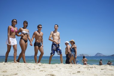 Group of Brazilian Friends Ipanema Beach Rio