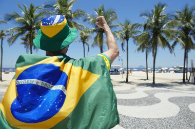 Proud Brazilian Wearing Flag Copacabana Rio de Janeiro