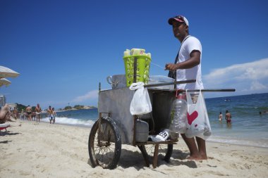 Brazilian Beach Vendor Selling Steamed Corn Ipanema Rio clipart
