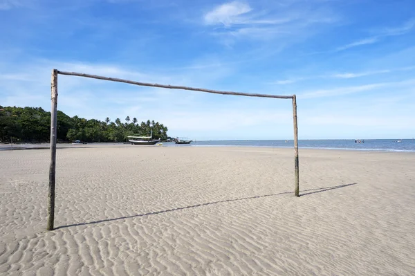 Football Goal Post Empty Brazilian Beach Football Pitch — 图库照片