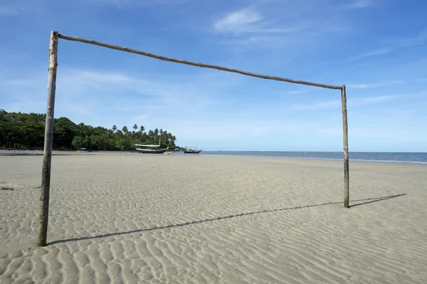 Football Goal Post Empty Brazilian Beach Football Pitch — Stockfoto