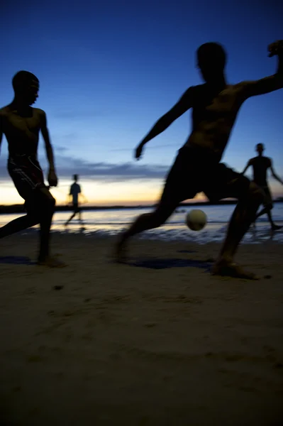 Football Soccer Players Night Game Silhouettes — Stockfoto