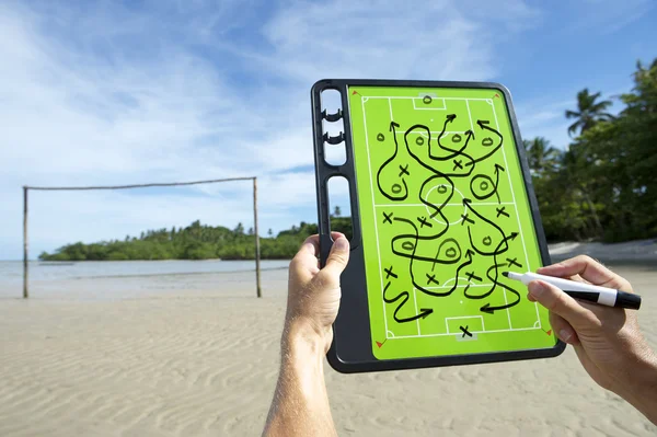 Soccer Football Tactics Board Brazil Beach — Stock Photo, Image