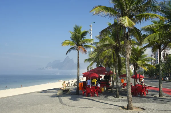 Braziliaans strand Kiosk met palmbomen — Stockfoto
