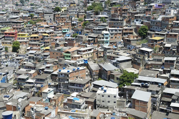 Kalabalık Brezilyalı Hillside Favela Shanty Town Rio de Janeiro Brezilya