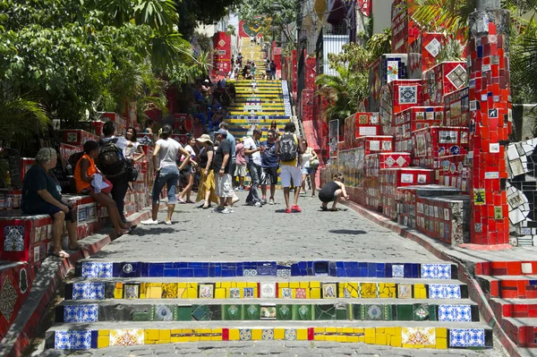 Turistas visitan Selaron Pasos Río de Janeiro Brasil — Foto de Stock