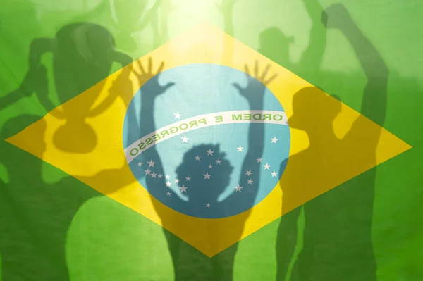 Champion Winning Football Players Brazilian Flag — ストック写真