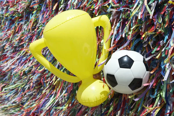 Brasil Boa Sorte Bola e Troféu — Fotografia de Stock