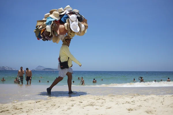 Sombrero Vendedor Ipanema Playa Rio de Janeiro Brasil — Foto de Stock