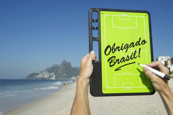 Obrigado Brasil Soccer Football Tactics Board Rio de Janeiro — стокове фото