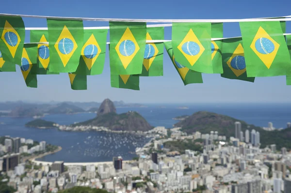 Brazilian Flags Rio de Janeiro Brazil Skyline — Stock fotografie