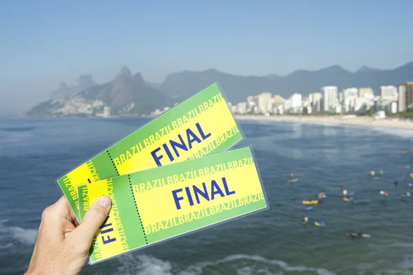 Brazil Final Tickets at Ipanema Beach Rio de Janeiro — 图库照片