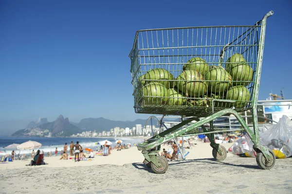 Kokosnüsse Ipanema Strand Rio de Janeiro Brasilien — Stockfoto