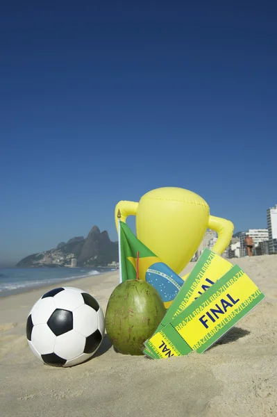 Brasiliens Fußball-Meister Trophäe Fußball Finale Tickets Kokosnuss — Stockfoto