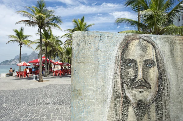 Rio Graffiti Desenho de Cristo Redentor Ipanema — Fotografia de Stock