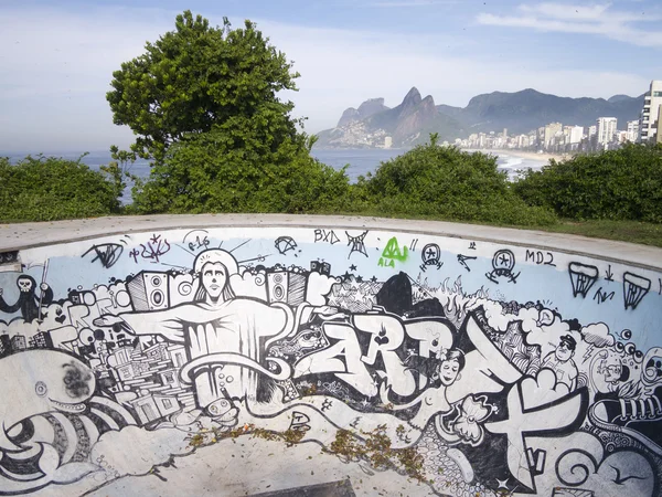 Rio Graffiti du Christ Rédempteur Skate Bowl Arpoador — Photo