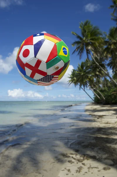 International Soccer Ball Football Brazilian Beach — Stock Photo, Image