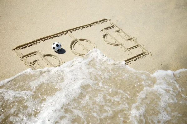 Fußball Fußballfeld Linie Zeichnung in Sand — Stockfoto