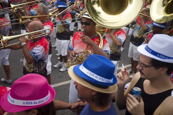 Multitud celebrando carnaval Ipanema Río de Janeiro Brasil — Foto de Stock