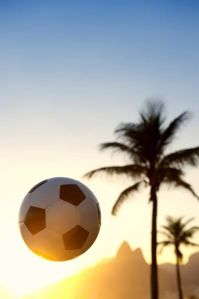 Football Soccer Ball Sunset Rio de Janeiro Skyline Fotos de stock libres de derechos