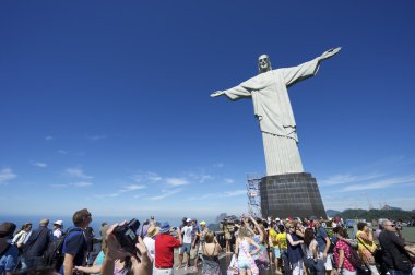Corcovado Rio Brezilya ziyaret turist kalabalığından