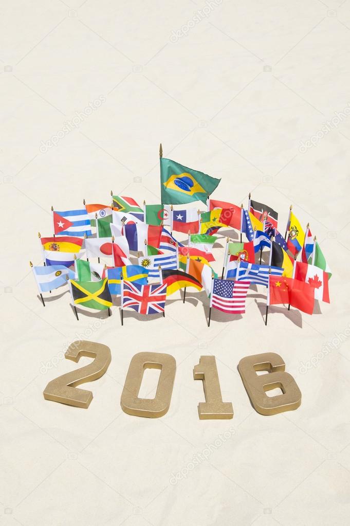 2016 Message in Gold Numbers International Flags