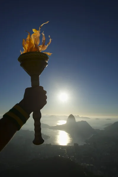 Pemegang Tangan Olahraga Obor Rio de Janeiro Brasil — Stok Foto