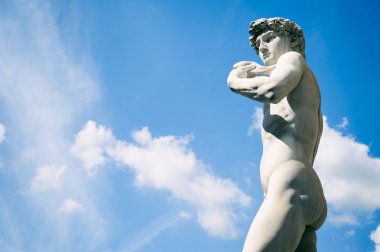 Statue of David Florence Italy Outdoors in Blue Sky clipart