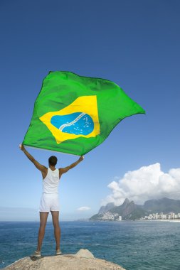 Kişi Holding Brezilya bayrağı Rio de Janeiro