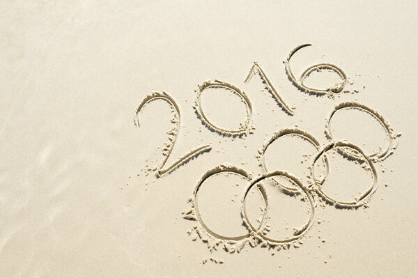 Olympic Rings 2016 Message Drawn in Sand