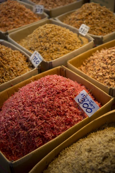 Piles of Dried Shrimp for Sale Bangkok Market — Stock Photo, Image