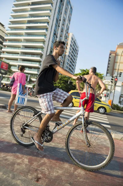 Brazilian Man Riding Bicycle Rio de Janeiro Brazil — 图库照片