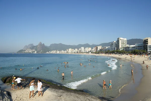 Spiaggia dell'Arpoador Ipanema Rio de Janeiro Brasile Skyline — Foto Stock