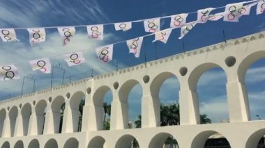 Arcos da Lapa Arches Rio de Janeiro Olimpiyat bayrakları