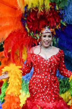 Drag Queen in Rainbow Dress Gay Pride Parade clipart