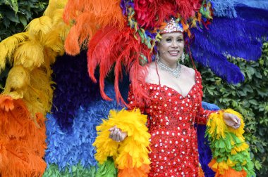 Drag Queen in Rainbow Dress Gay Pride Parade clipart