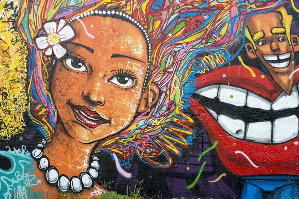 Mulher Brasileira Street Art Graffiti — Fotografia de Stock