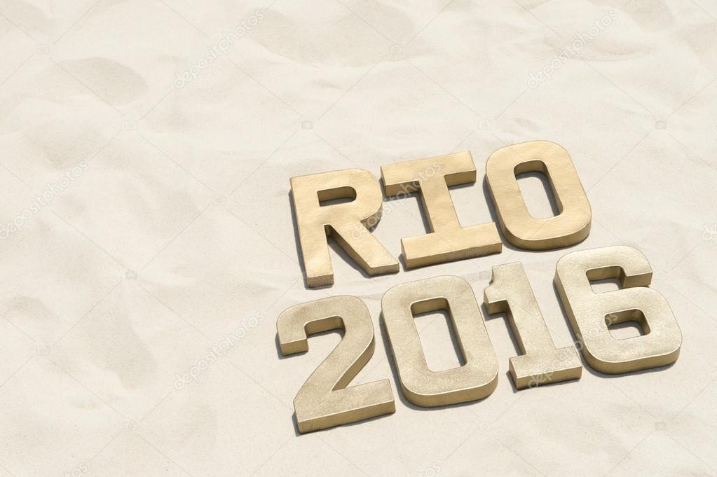 Rio 2016 Message in Gold Numbers Smooth Sand