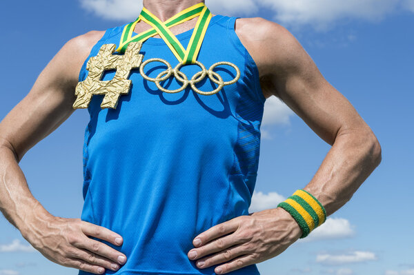 Olympic Rings Gold Medal Hashtag Athlete